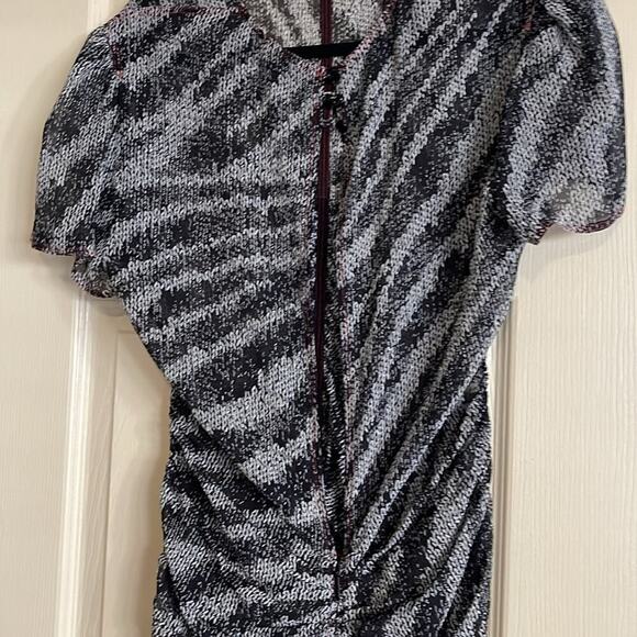 Dress Rag & Bone midi grey - black red printed fabric size 8  sheer fabric - Picture 8 of 11